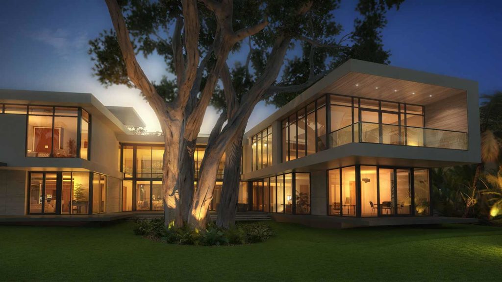 This residence was partially designed around a pre-existing banyan tree on the property.