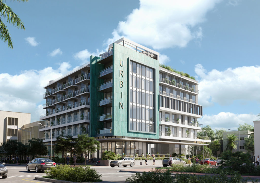 Located in a dynamic community in the heart of Miami Beach’s Entertainment District, the Urbin Retreat project includes a new 48,000 SF building of co-living units, Boutique Extended Hotel Suites, and micro retail adjacent to a full restoration of a mid-century modern office building. 

Urbin Retreat will include several resiliency initiatives such as elevated front porches with cisterns below, a ground floor designed for 5’ freeboard, and rain water gardens that capture and clean run-off from the roof. Solar panels on the rooftop will provide LEED lighting for community.

Miami Beach’s materiality and iconic colors are highlighted in this project which also happens to be located directly next to two significant historic buildings. Custom features such as breeze block and metal space dividers will be developed to customize the architectural vocabulary while providing important shading. An urban plaza with shady trees provides protection from the heat, and the planting and finishes of the ground floor were designed with water in mind.